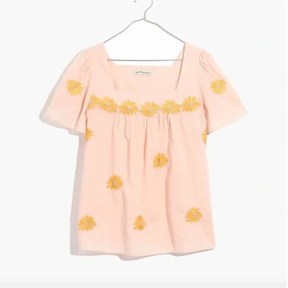 Madewell Floral Embroidered Butterfly Top in Bashful Blush - Picture 1 of 6